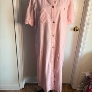 R&K originals Vintage Soft Pink Button-Front Midi Dress
